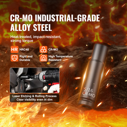 Impact Socket Set Deep & Shallow Cr-V with Case