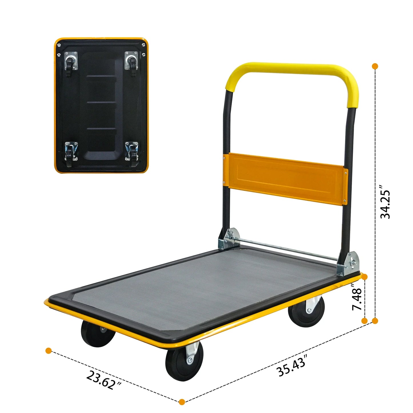 Foldable Flatbed Cart 660 lbs with Swivel Wheels