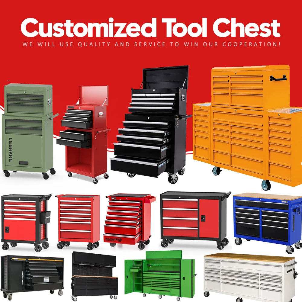 7-Drawer Mechanic Tool Cabinet with Wheels - Red/Black