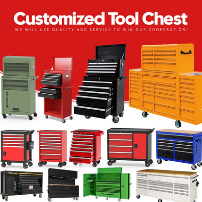 7-Drawer Mechanic Tool Cabinet with Wheels - Red/Black