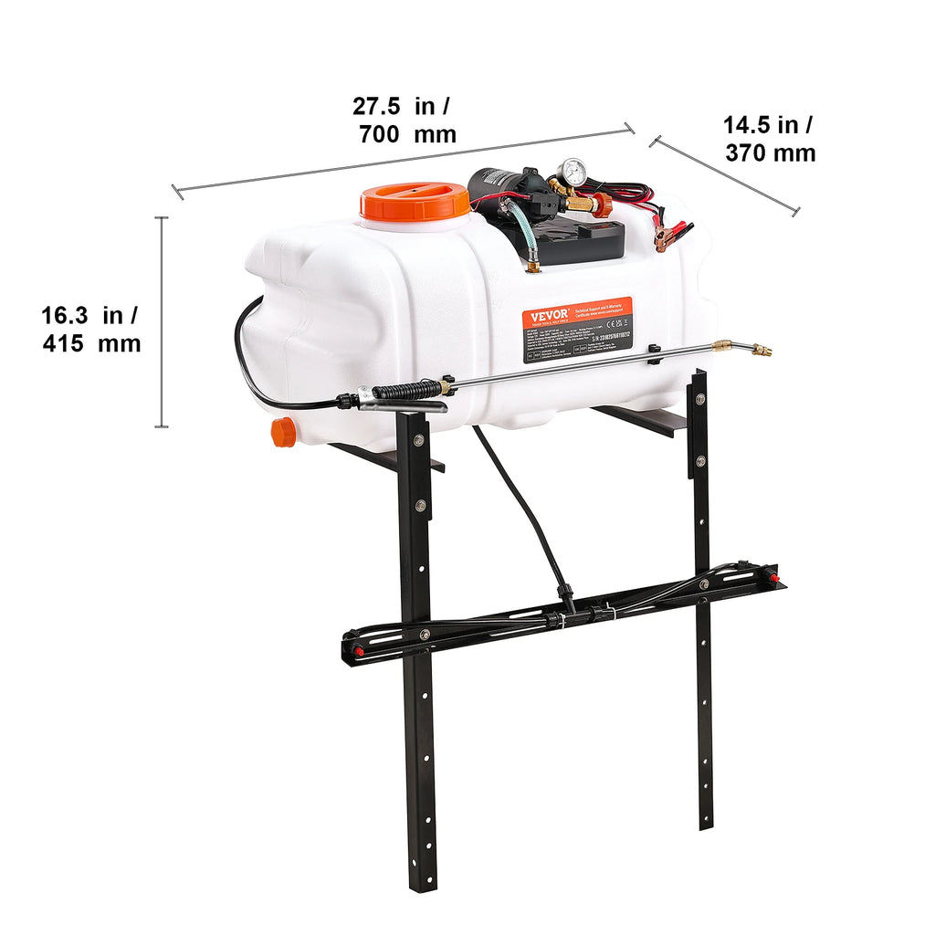 ATV Spot Sprayer 15.9 Gal/60 L ATV/UTV Broadcast Sprayer with Nozzle Boom 12 V Pump Weed Sprayer with Water Tank White