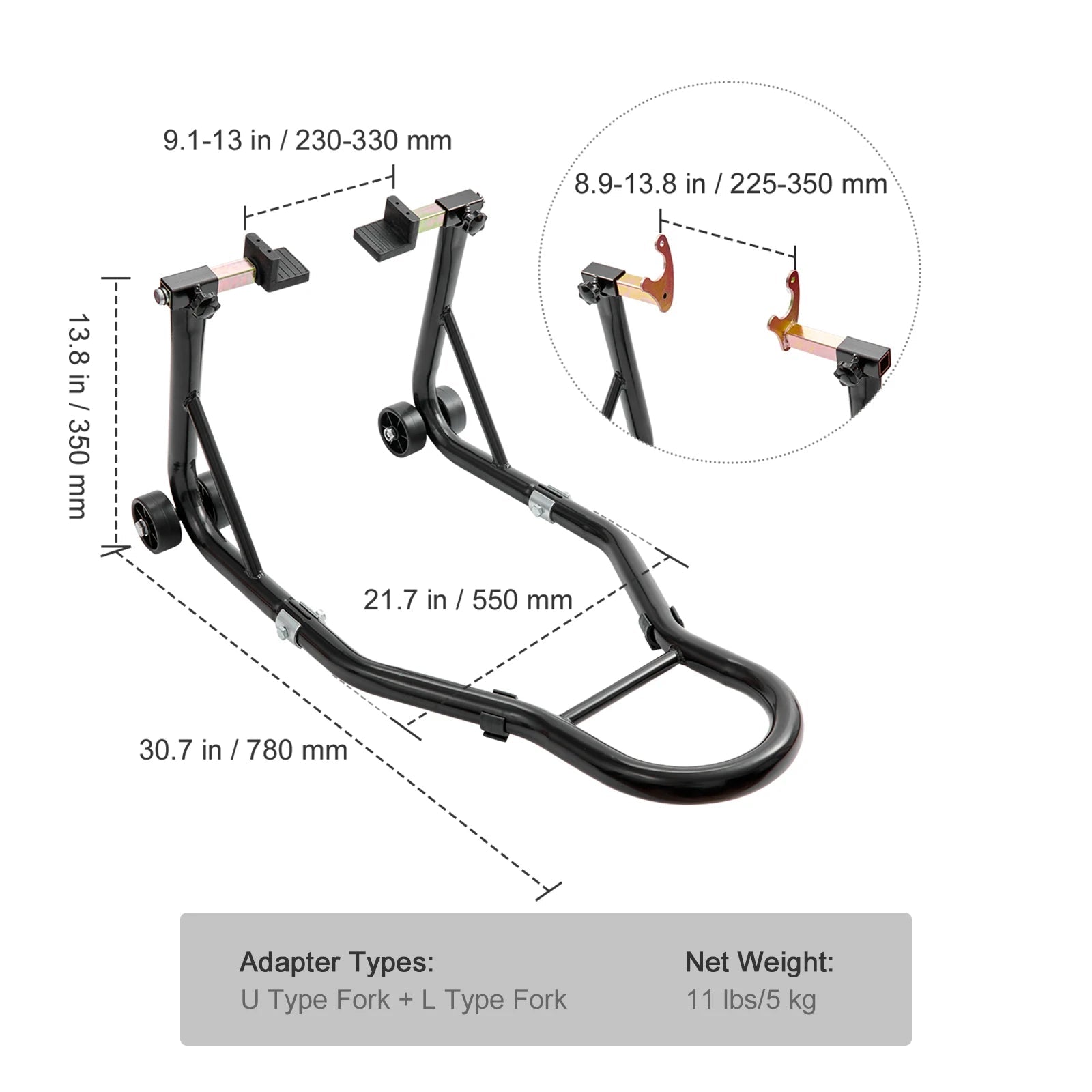 Motorcycle Stand Lift 850lbs Front Rear Combo Stand Lift Stand Front&Rear Wheel Fork Stand Heavy Duty Rear Wheel Stand