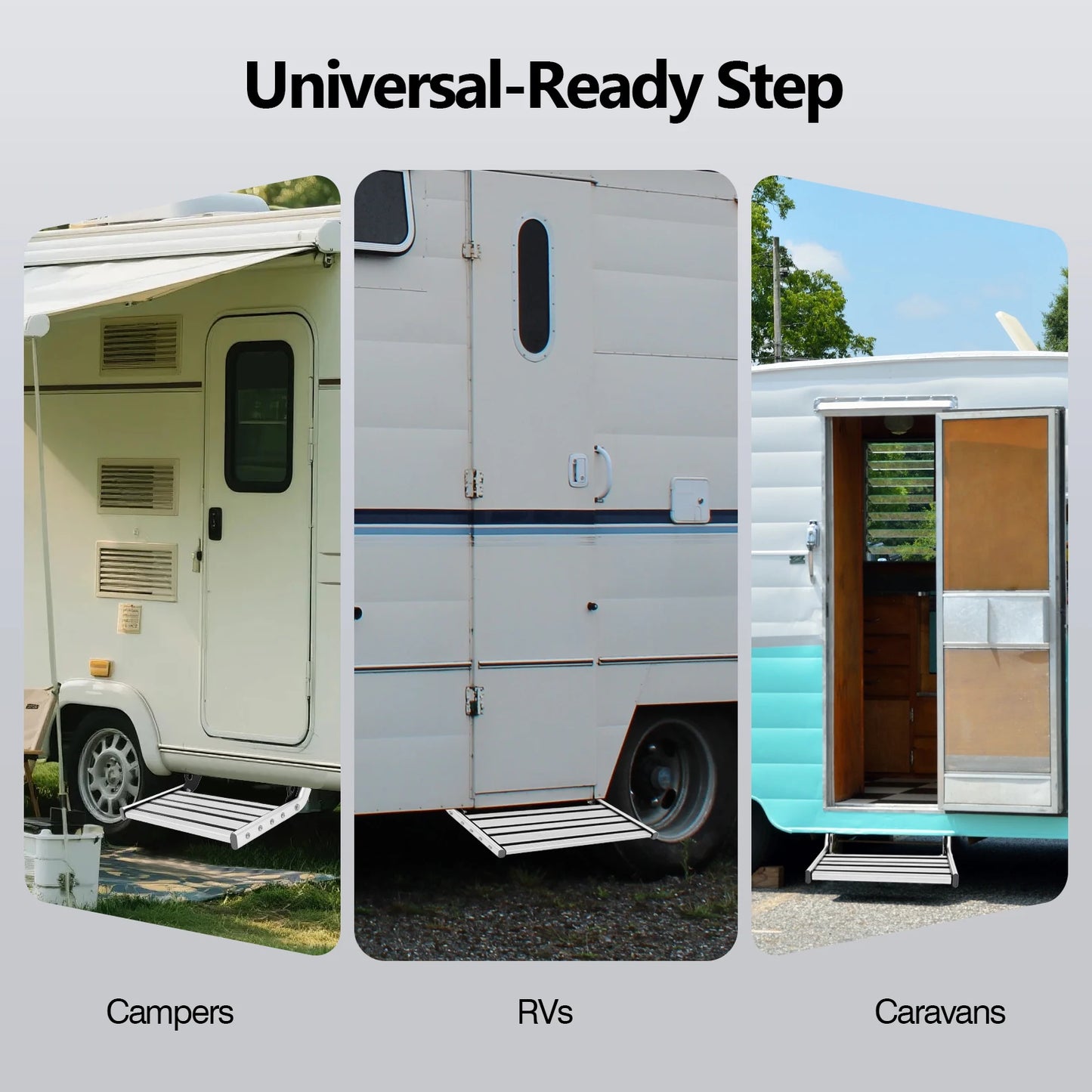 Folding RV Step 150kg with LED Light - Aluminum