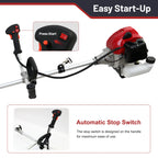 52cc Weed Wacker 2-Stroke Gas Grass Trimmer 4-in-1 Cordless Brush Cutter Gas Lawn Mower Straight Shaft Weed Eater with 4 Heads