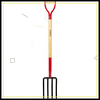 4-Tine Steel Garden Fork, 45-Inch Wood Handle, Heavy Duty Digging Tool for Soil Compost Mulching