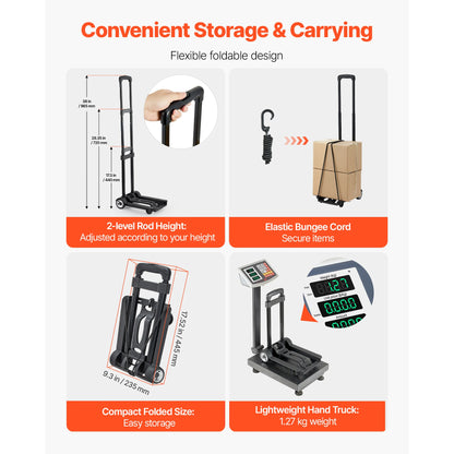 Folding Hand Truck 110 lbs - Collapsible Luggage Cart