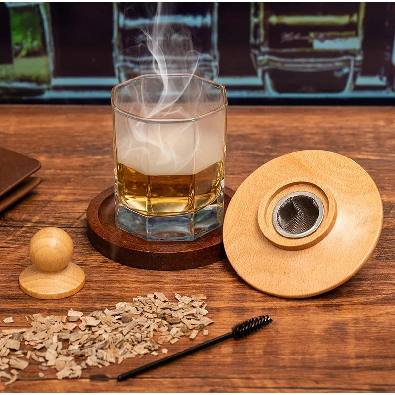 Whiskey Cocktail Smoker Kit With 6 Wood Chips & Metal Filters,fast Oxidation Aerator Bar Tool Set For Home Luxury Gifts