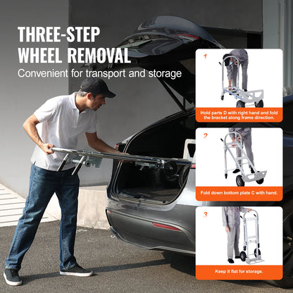 Industrial Folding Hand Truck Aluminum - Collapsible Cart