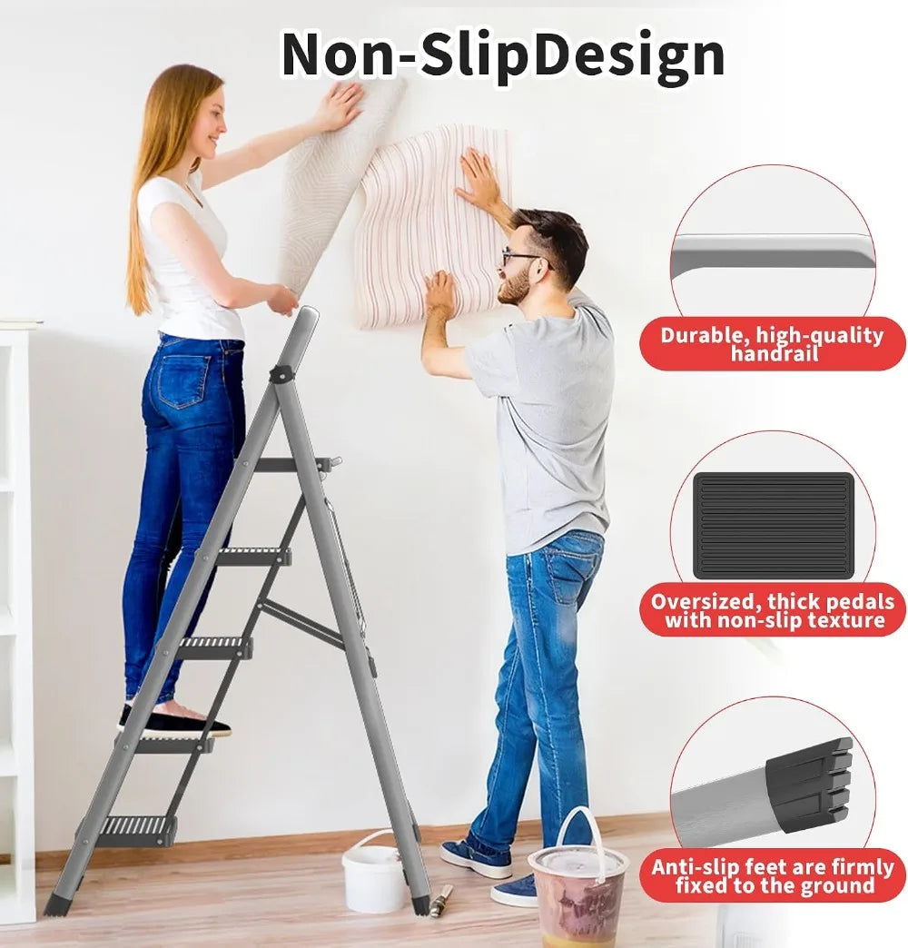5-Step Folding Ladder 800 lbs with Handle - Anti-Slip