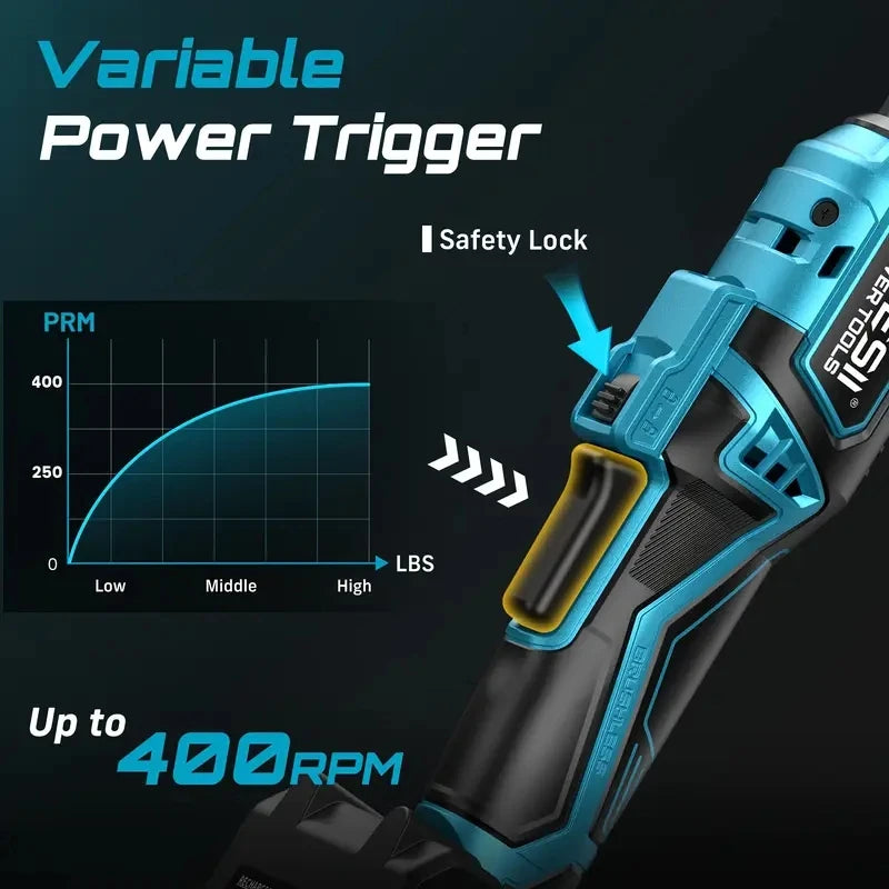 21V Cordless Ratchet Wrench 3/8" 80Nm Extended