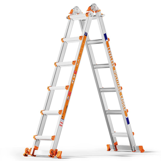 22 ft Multi-Position Ladder with Stabilizer & Wheels