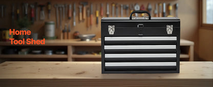 20.5" Metal Tool Box with 4 Locking Drawers