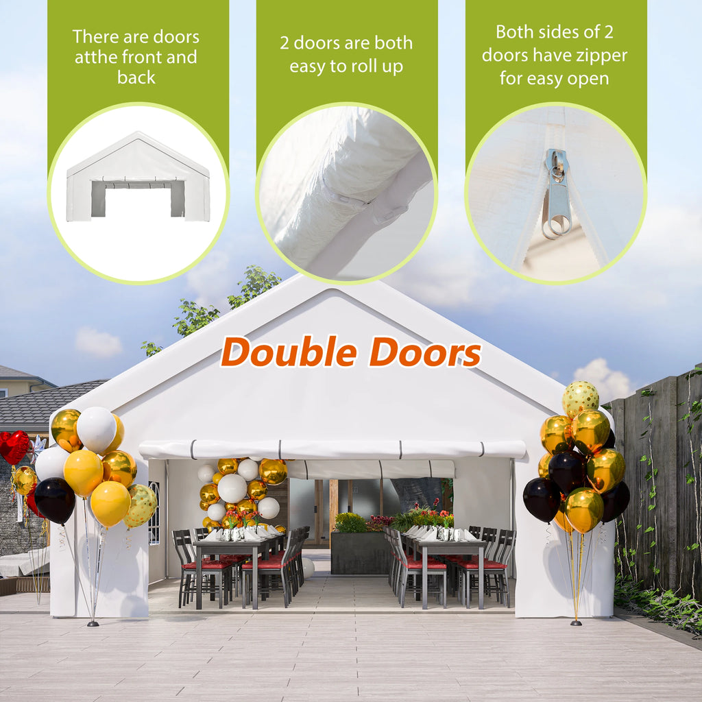 20x20FT Party Tent with 2 Storage Bags & Removable Sidewalls, Outdoor Canopy for Wedding, BBQ, Camping, Commercial Use