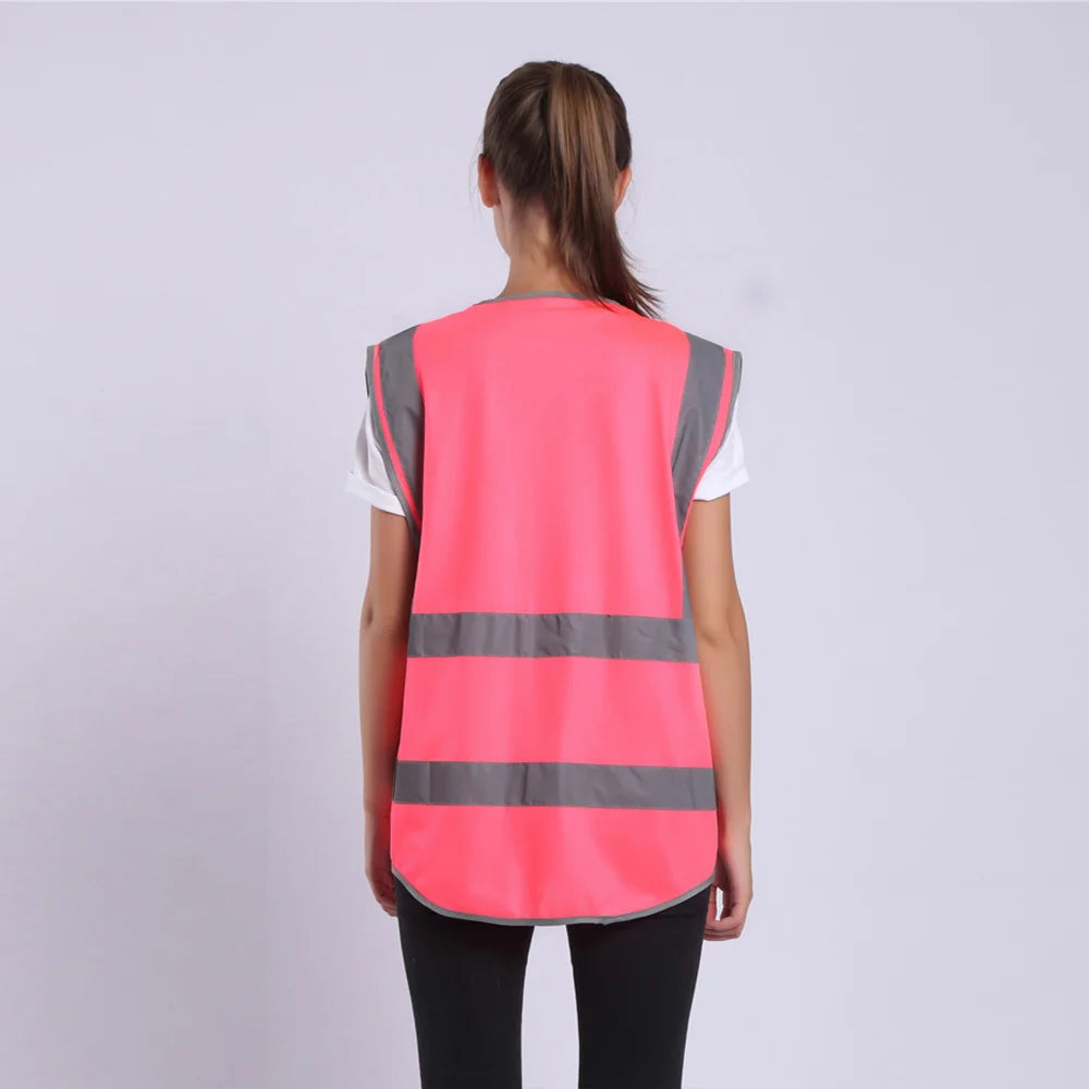 Pink Hi-Vis Work Vest for Women with Pockets & Zip