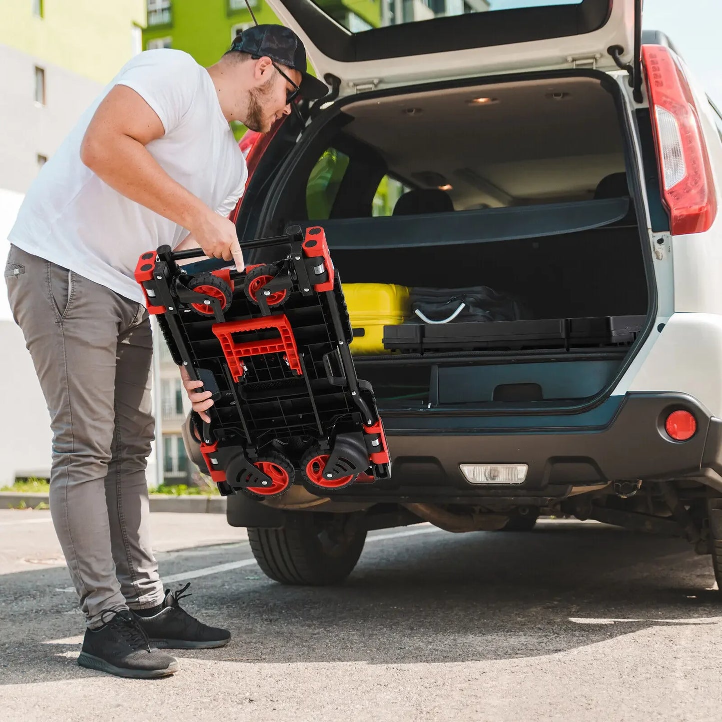 2-in-1 Folding Hand Truck with Basket, 330 lbs