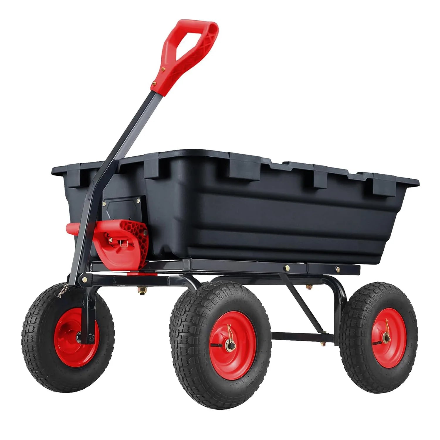 800 Lbs Garden Dump Carts, Heavy Duty Yard Cart, 4 Wheel Wheelbarrow with 10in Tires,180°Rotating Handle, for Plants, Soil, Sand