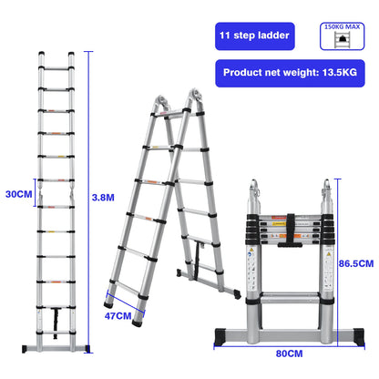 Aluminum A-Frame Folding Ladder 150kg - Non-Slip