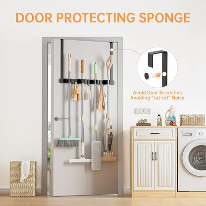Stainless Steel Broom & Mop Holder - No Drilling