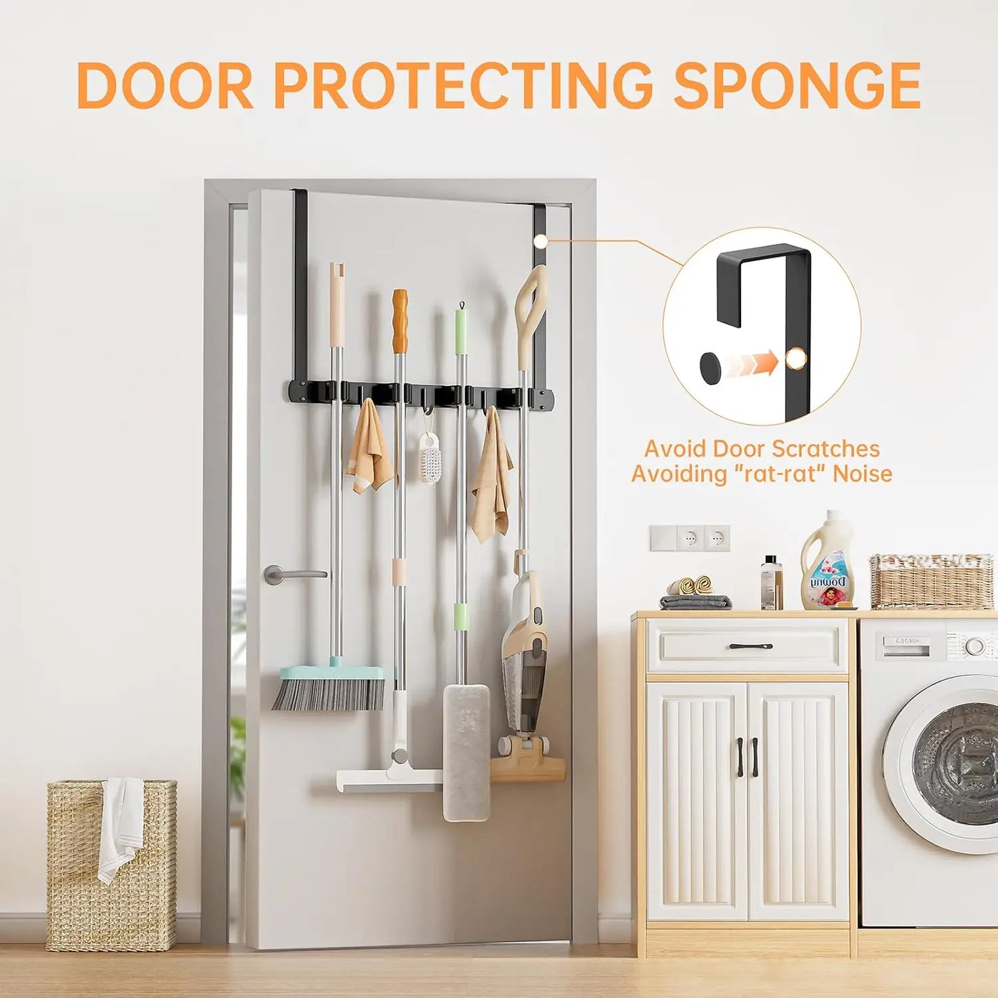Stainless Steel Broom & Mop Holder - No Drilling