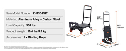 300 lbs Aluminum Folding Hand Truck - Lightweight Dolly