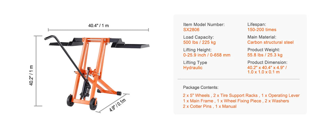 Lawn Mower Lift with Hydraulic/Threaded jack, 500/880 Lbs Adjustable Movable Lawn Lifter for Lawn Mower Garden Tractor
