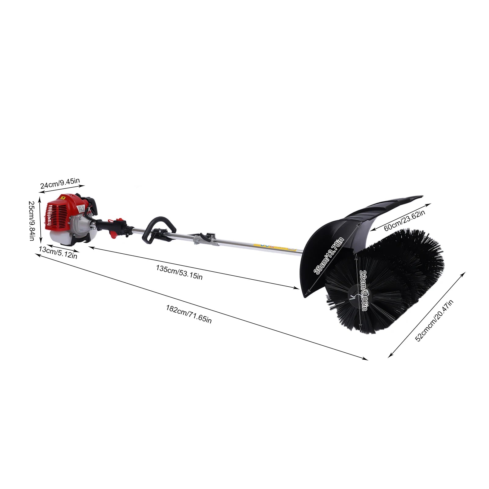 2.3HP 52CC Gas Power Walk Behind Sweeper, Hand-hold Snow Sweeper for Driveway Turf Artificial Grass