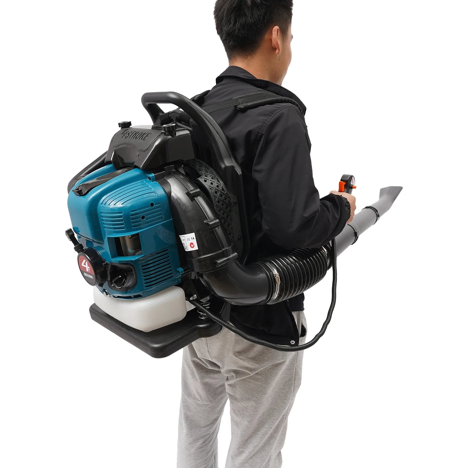 75.6CC 4 Stroke Backpack Leaf Blower 2.6KW Gasoline Powered Engine Lawn Blower Cordless Snow Dust Blowing Cleaning Tool 7000Rpm