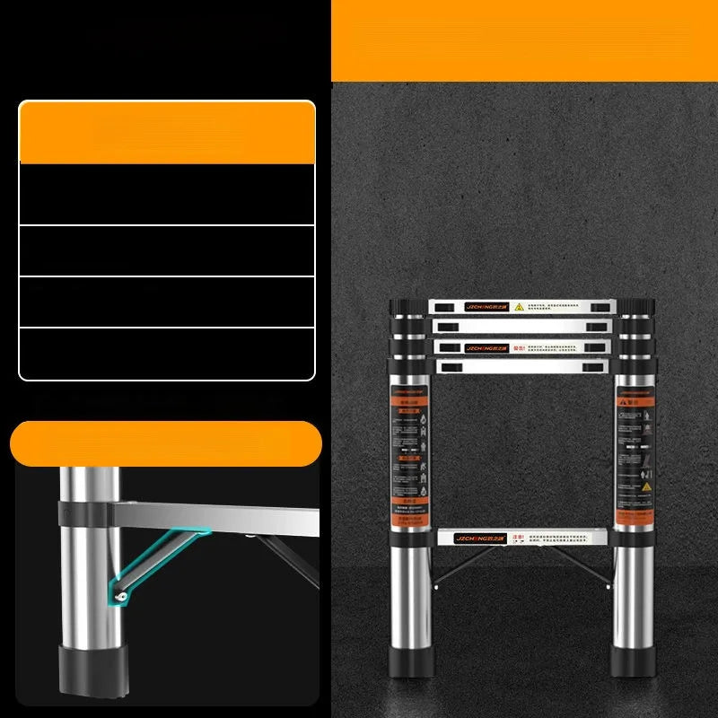 1.9-3.5M Stainless Steel Telescopic Folding Ladder