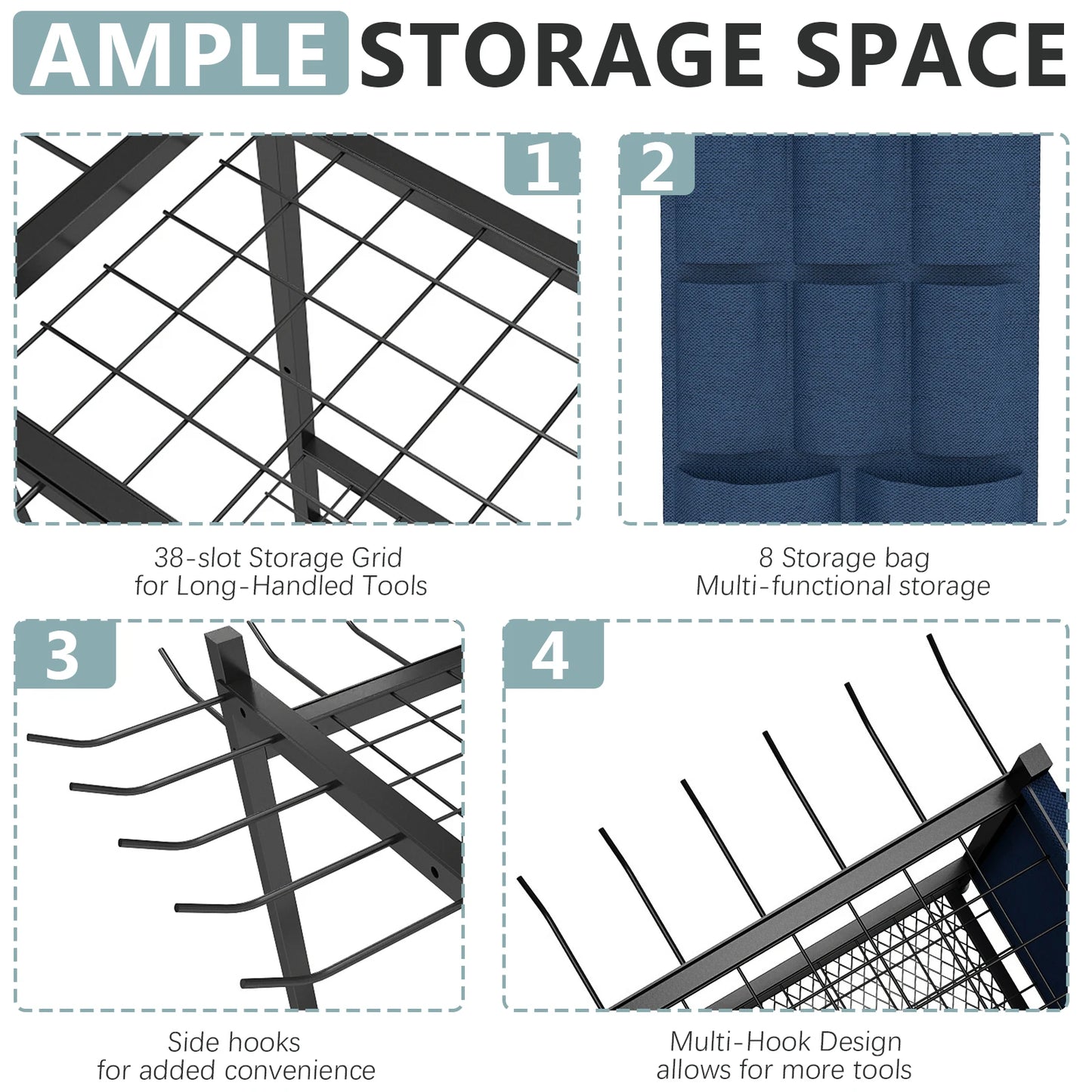 Garden Tool Tower Rack - Heavy Duty Steel Stand