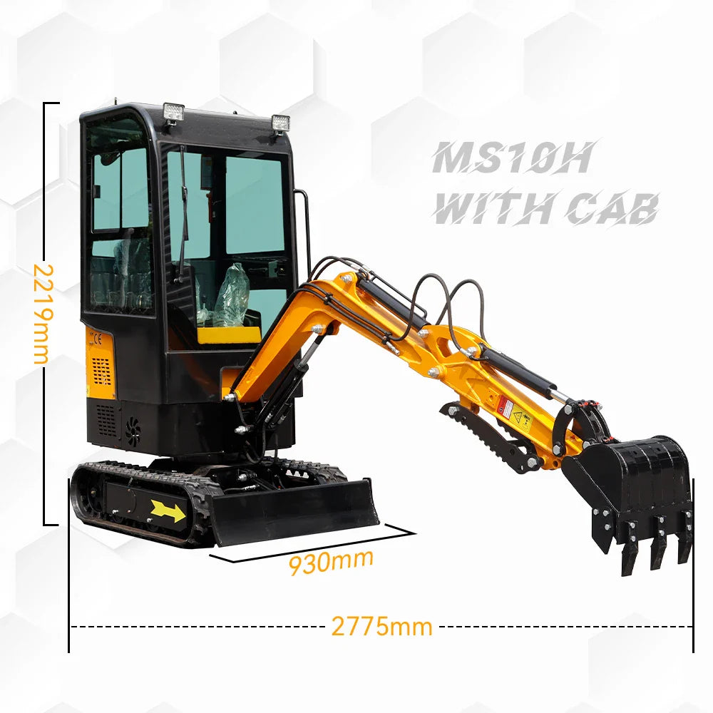Mini Excavator 1 Ton Crawler Excavator 13.5HP B&S Engine Enclosed Cab Samll Digger Door to Door Shipping