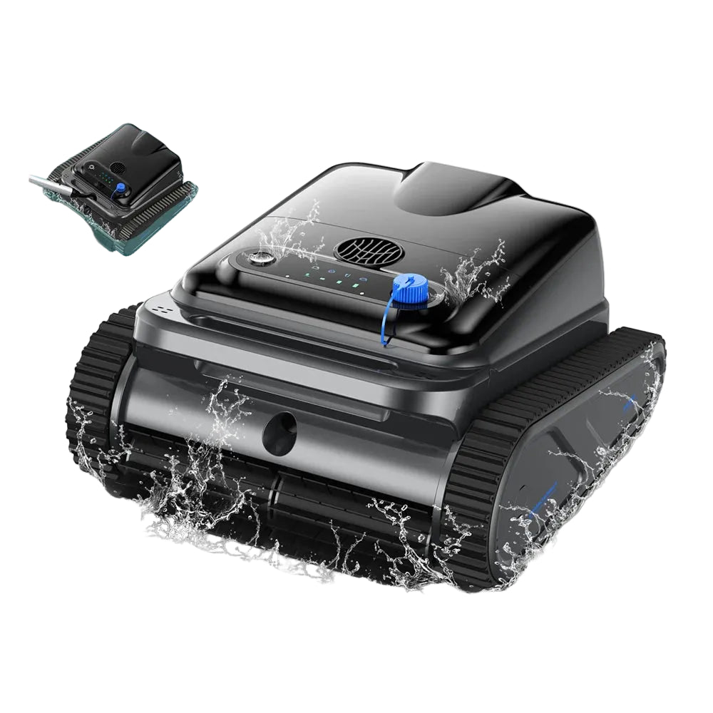 Robot Swimming Pool Cleaner 130Mins Runtime Self-Parking Powerful Cordless Floor Wall Auto Cleaning