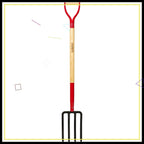 4-Tine Steel Garden Fork, 45-Inch Wood Handle, Heavy Duty Digging Tool for Soil Compost Mulching