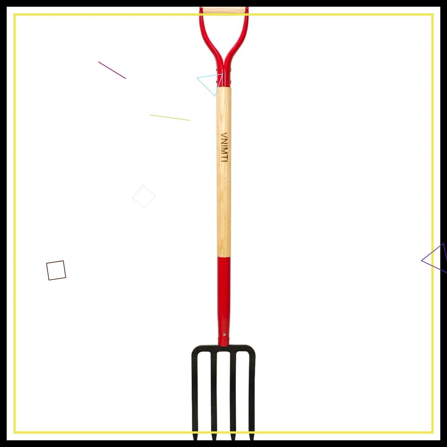 4-Tine Steel Garden Fork, 45-Inch Wood Handle, Heavy Duty Digging Tool for Soil Compost Mulching