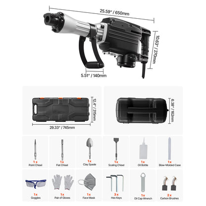 2800W Demolition Jack Hammer 1200 BPM with Case