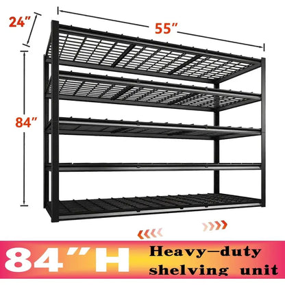 5-Tier Adjustable Garage Shelving 84x55x24"