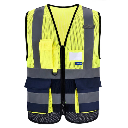 Hi-Vis Reflective Vest with Zip Pocket - Custom Logo