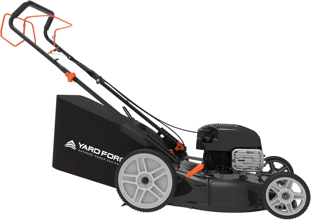 Self Propelled Lawn Mower Yard Force Briggs Stratton 150cc Engine 22-inch Deck 3-in-1 Mulch Bag Side Discharge 12-inch Wheels