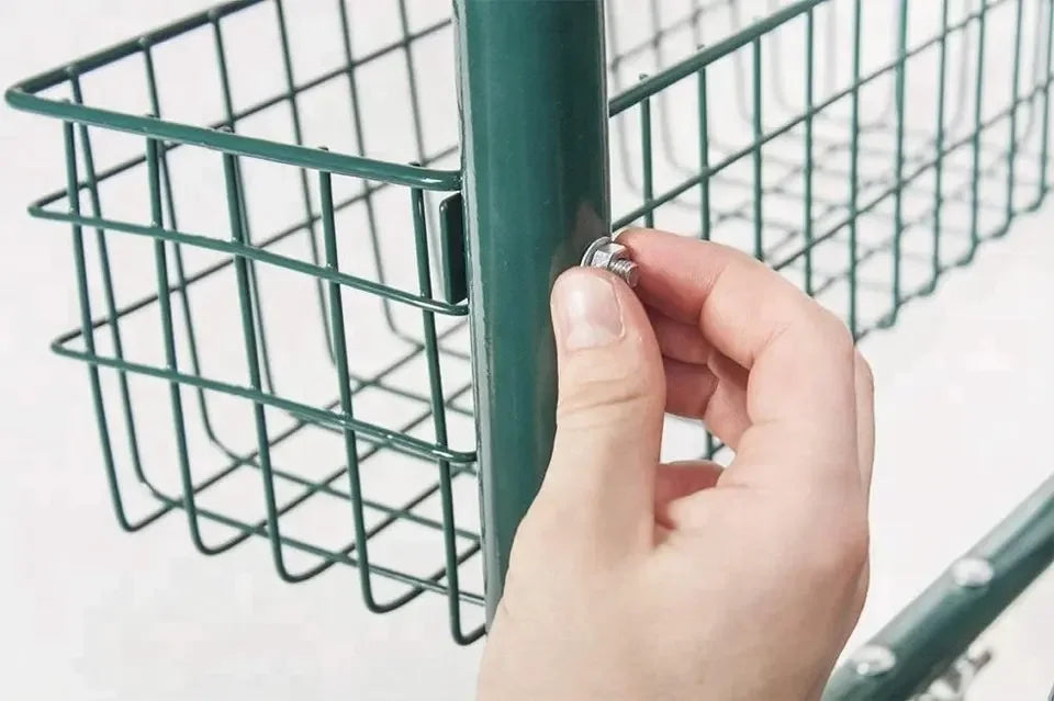 Heavy-Duty Movable Steel Gaeden Tool Cart Garden Hose Reel Cart With Basket Amd 4 Wheels For Garden Watering