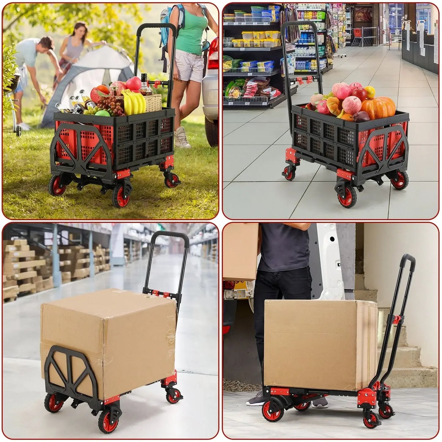 2-in-1 Folding Hand Truck with Basket, 330 lbs