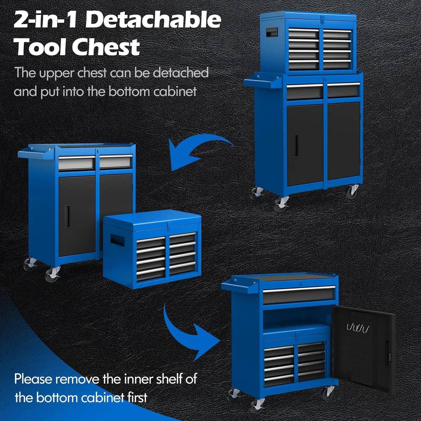 5-Drawer Rolling Tool Chest with Detachable Top