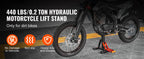 Motorcycle Jack Lift Stand 440lb Dirt Bike Lift Stand Hydraulic Lift Operation Adjustable Height Hoist Table for Repair