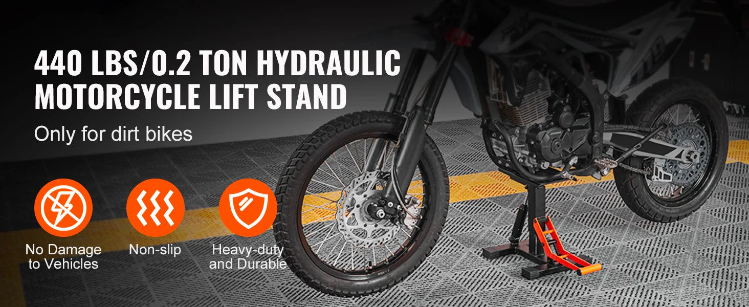 Motorcycle Jack Lift Stand 440lb Dirt Bike Lift Stand Hydraulic Lift Operation Adjustable Height Hoist Table for Repair