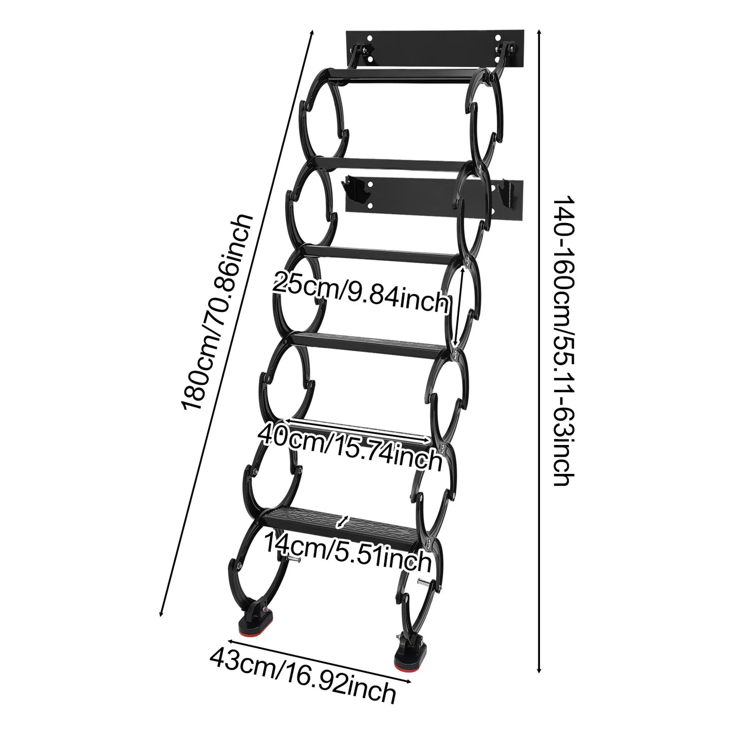 Wall Mounted Pull-Down Attic Ladder 6/7/8 Steps
