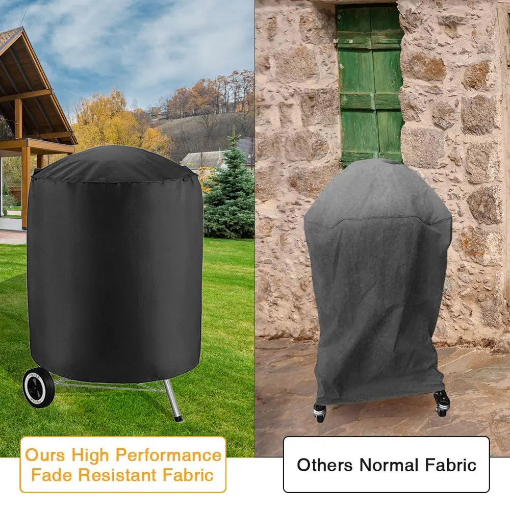Round Grill Cover Outdoor Waterproof Dustproof Kettle BBQ Cover 210D Oxford Cloth Heavy Duty Garden BBQ Protection Cover NEW