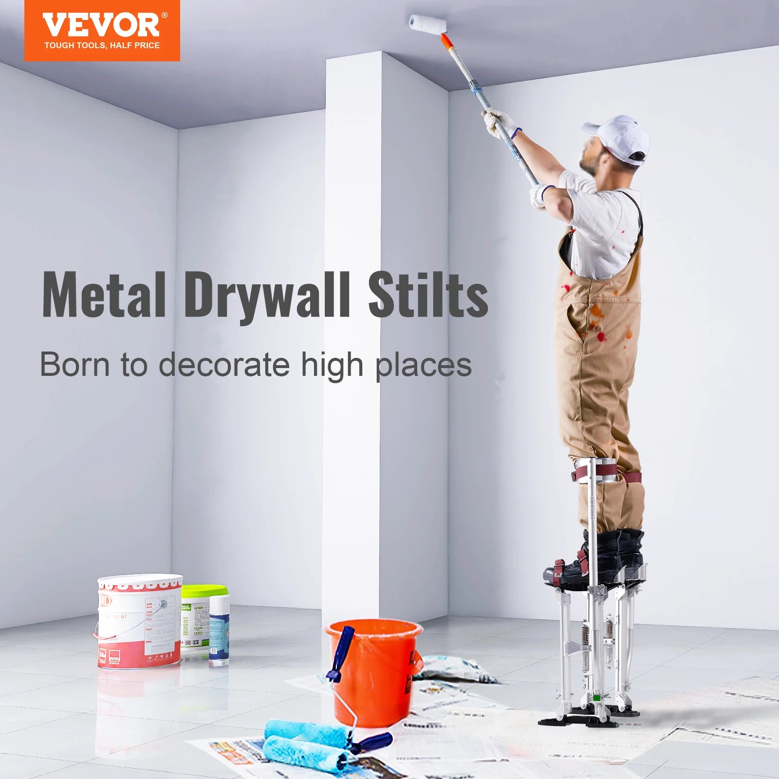 Drywall Stilts 18''/36''Adjustable Aluminum Tool Stilts with Protective Knee Pads Non-Slip Work Stilts for Home