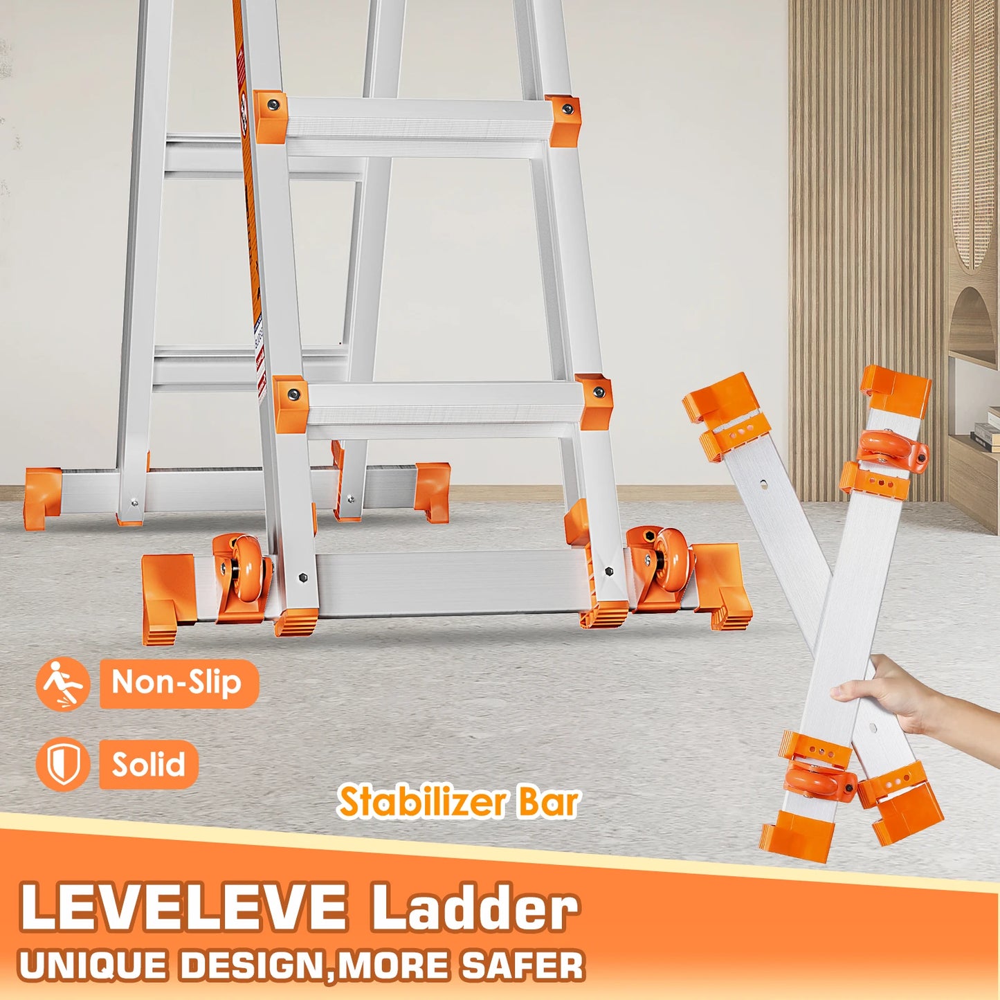 22 ft Multi-Position Ladder with Stabilizer & Wheels