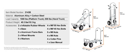 Heavy Duty Aluminum Folding Hand Truck - Warehouse