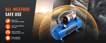 12V Train Horn Air Compressor with 3/6L Tank, 120 PSI