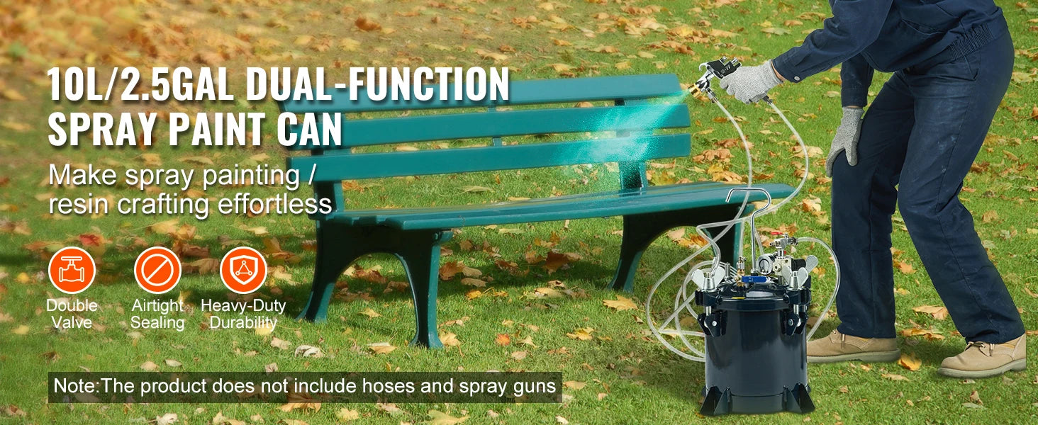 10L Spray Paint Pressure Pot Tank Air Paint Pressure Pot Metal Rack Leak Repair Sealant for Industry Home Construction