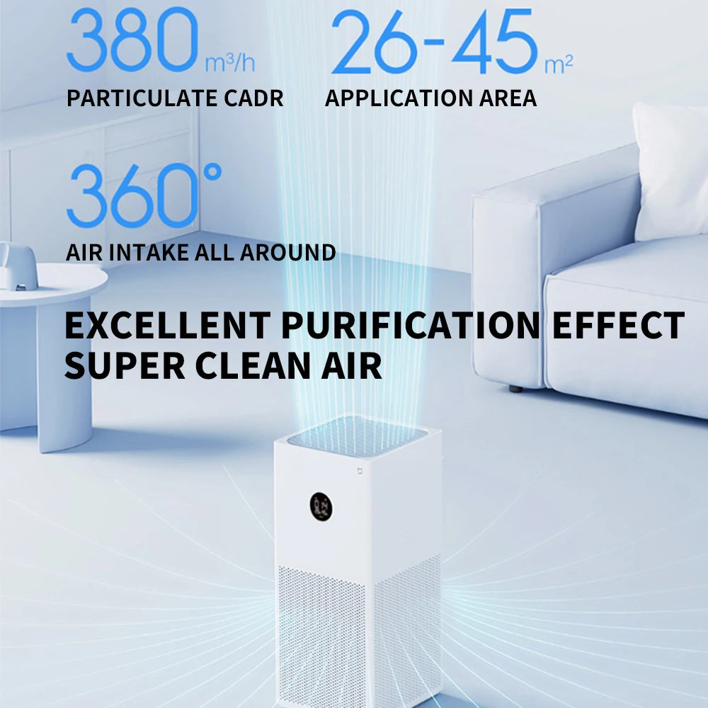 Smart Air Purifier 4 Lite LED Display Quadruple Purification Aldehyde Removal Home Air Ionizer 35.8dB(A) Low noise